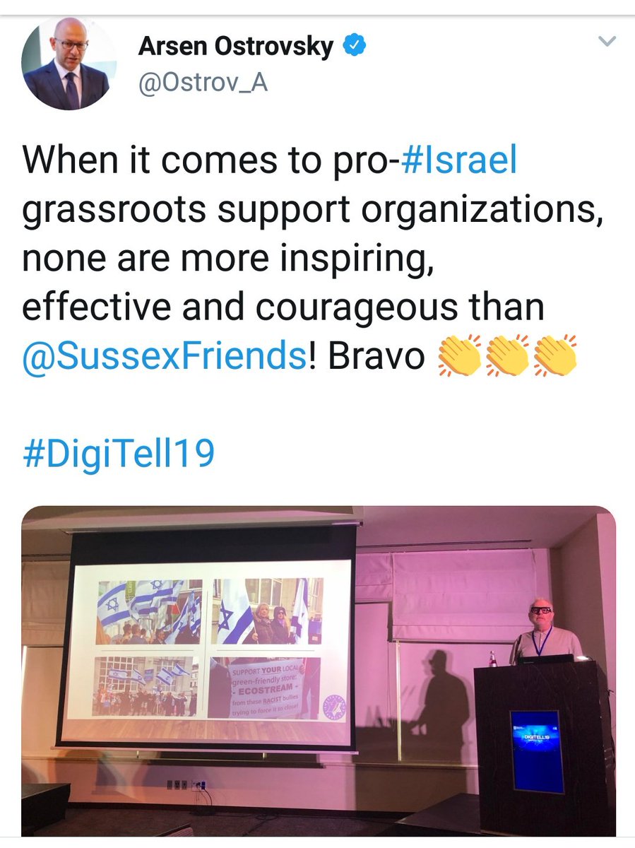 But maybe Cobbs was paid for something else?In March 2018 he travelled to Israel, "representing"  @SussexFriends to take part in 'DigiTell' - a 3 day meeting of pro-Israel propagandists organised by the Israeli govt's Ministry of Strategic Affairs.He went again in 2019 . . . 