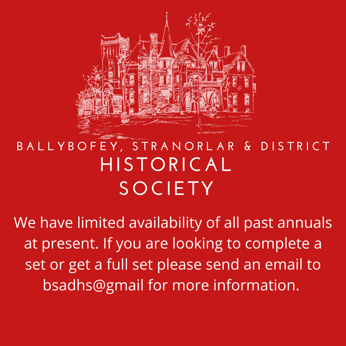 fvhistory's tweet photo. Christmas Present Idea....
We have limited availability of ALL past Annuals.
If you need any to complete your set or want to get a full set please send us an email to bsadhs@gmail for more information.
#localhistory #Ballybofey #Stranorlar #FinnValley #XmasPresent @DonegalDaily https://t.co/DR3bL79Xma