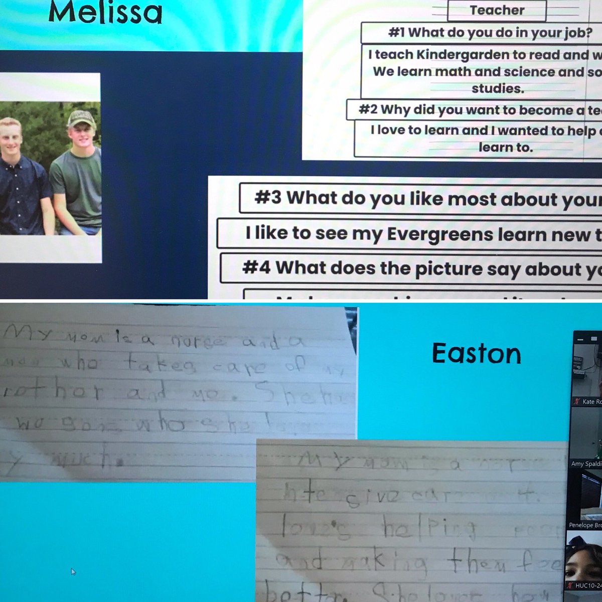 kirossetter's tweet photo. What a great way to start my day! I was invited to run a small group break out room with @Spaldingteach virtual 1st graders as they wrapped up their PBL project. They shared who they interviewed and how they help our community! Amazing!! #Essential6 #OneHowell #pblrocks https://t.co/MPbEUpe95g