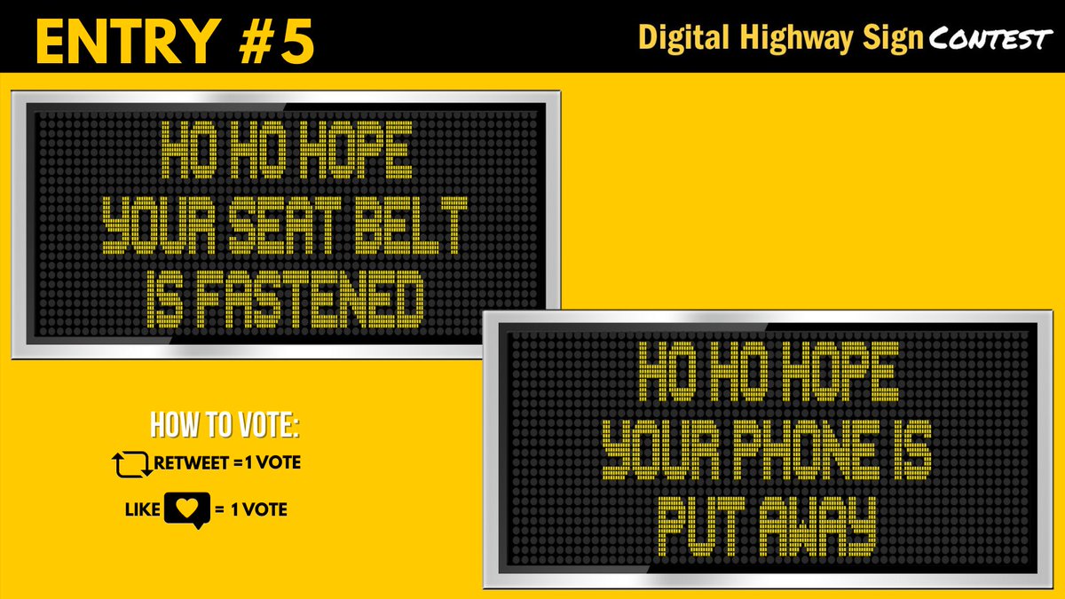 TxDOT's tweet image. Entry 5: Do you want these messages lit up on highways across Texas? Then vote for it! Like and/or retweet this post to cast your vote. Of the 10 finalists, 3 will win. Voting ends Monday, Dec. 21 at 11:59 p.m. #EndTheStreakTX