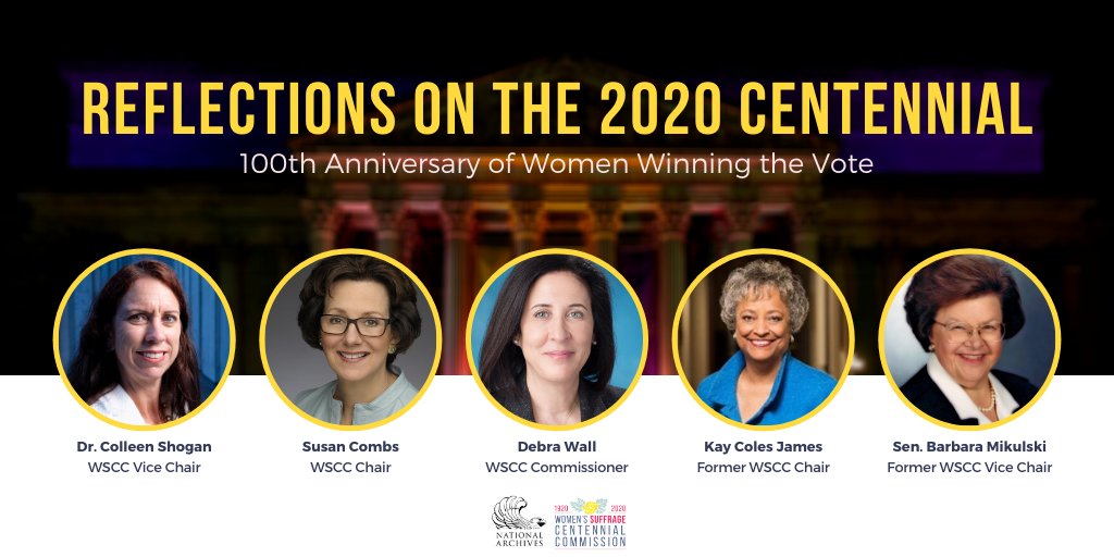 In a program w/ <a href="/USNatArchives/">U.S. National Archives</a> on Oct. 22, 2020, Women’s Suffrage Centennial Commission leaders <a href="/SusanCombs/">Susan Combs</a> @cshogan276 <a href="/KayColesJames/">Kay C. James</a> &amp; <a href="/SenatorBarb/">Barbara Mikulski</a> reflected on centennial commemorations &amp; suffrage history. Moderated by WSCC commissioner Deb Wall. digital.library.unt.edu/ark:/67531/met…