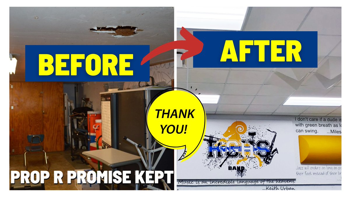 RGSDSchools's tweet image. Another #PropR promise kept! Thanks to the RGSD community for helping us to renovate and upgrade the Riverview Gardens High School band room!