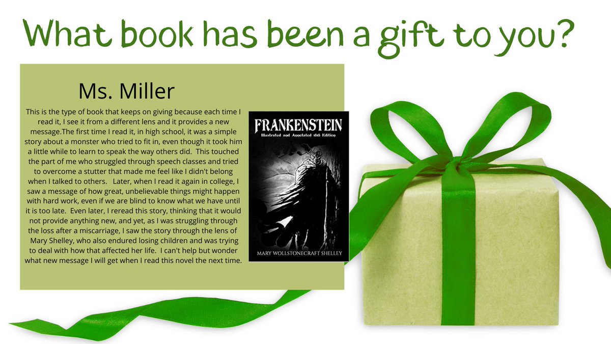 Churchill Library (@wc_lib) on Twitter photo Ms. Miller's recommendation is a book that has given her different gifts at various stages in her life. Thank you for sharing your story! <a href="/ilovemychargers/">Ilovechurchill</a> #NEISDlibs Ms. Miller's recommendation is a book that has given her different gifts at various stages in her life. Thank you for sharing your story! <a href="/ilovemychargers/">Ilovechurchill</a> #NEISDlibs