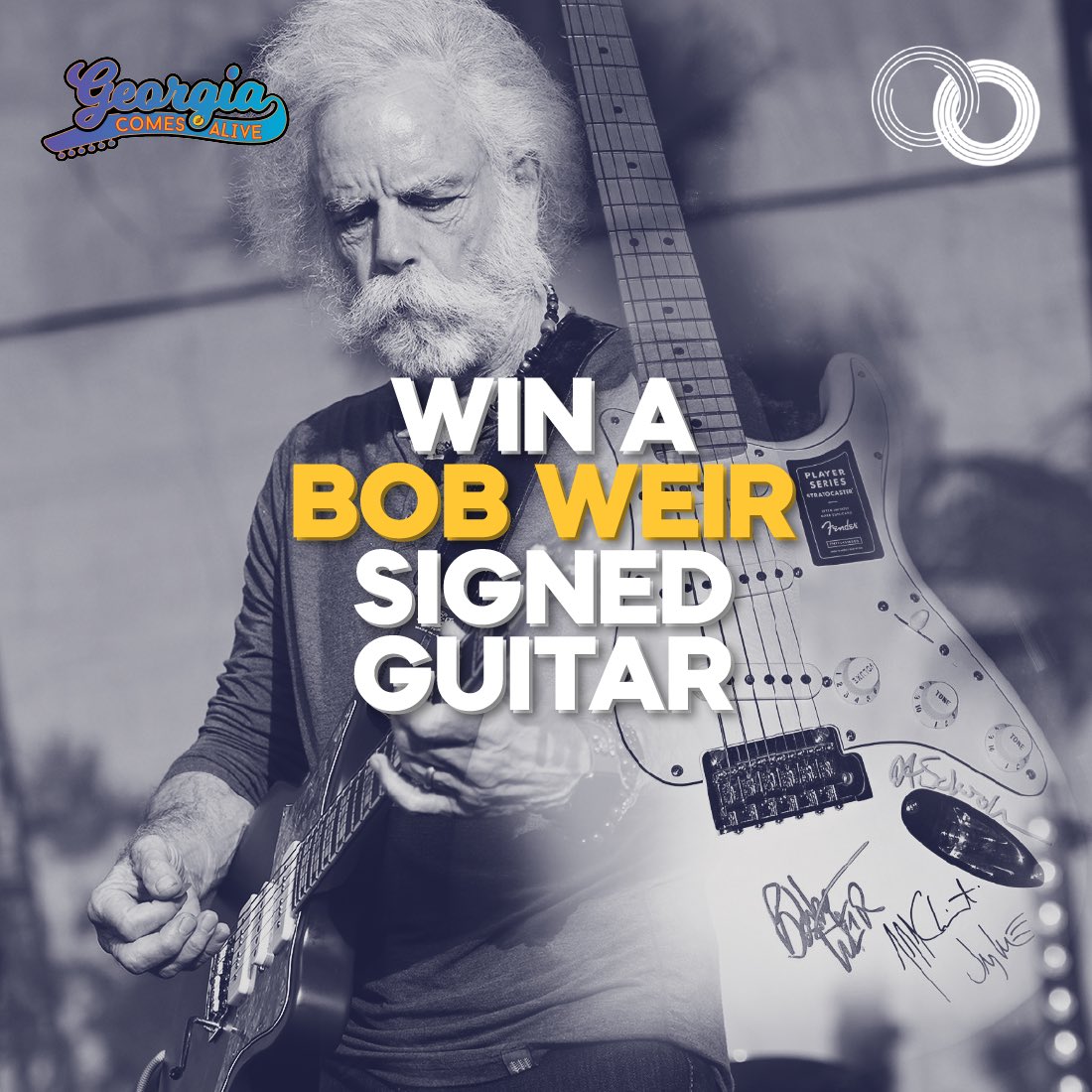 We’re excited to partner with @winwithfandiem to offer @GAComesAlive fans a chance to win an electric guitar signed by @BobWeir, Dave Schools, Jeff Chimenti, & Jay Lane! Enter by donating here: fandiem.com/products/win-a…