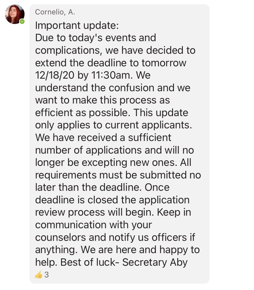 HonorMilby's tweet photo. A very important announcement from our secretary. Also, we won’t accept new applications after 5 pm of today. Thanks! https://t.co/aF4Xq1UzO8