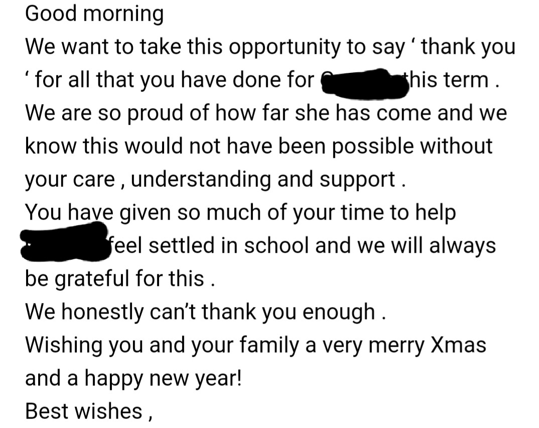 kbarkerPE's tweet image. Lovely email to end the term 💕