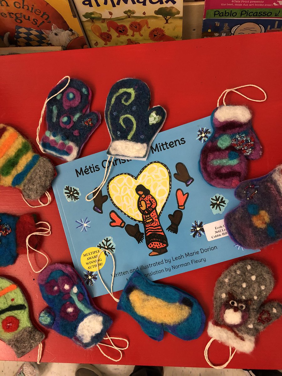 WadeSusanTL's tweet photo. Métis Christmas mittens...Andrea’s students learned about the Métis tradition of making and giving mittens through this story from @strong_nations Ss then needle-felted and wet-felted their own mittens and gifted to another class. The mittens are beautiful💜 #sd79learn https://t.co/e6QgGuMYX7