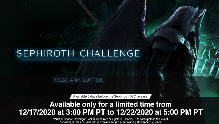 MailToadINTEL's tweet photo. A special limited time Sephiroth challenge mode has been announced!

If you win, you can use Sephiroth before his official release 🤩 https://t.co/WVRZS3DClb