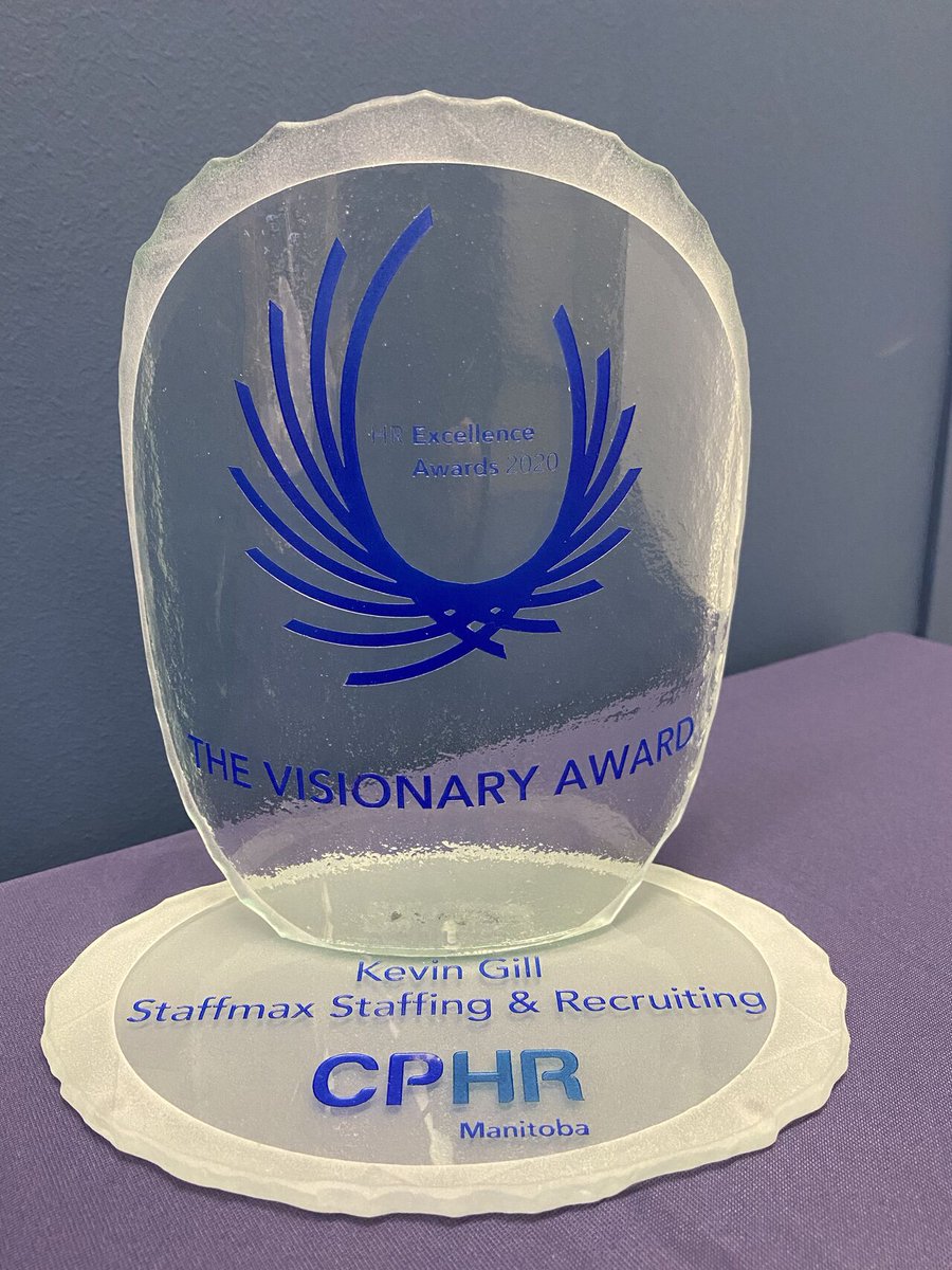 Staffmax's tweet photo. Congratulations to our president Kevin Gill for winning the Visionary Award at the 2020 CPHR Manitoba Excellence Awards.
Huge thanks to all our clients and candidates who have helped Staffmax grow and be successful.
Thank you!
#recruiting #staffing #CPHRMB https://t.co/2JP9oFAF5r