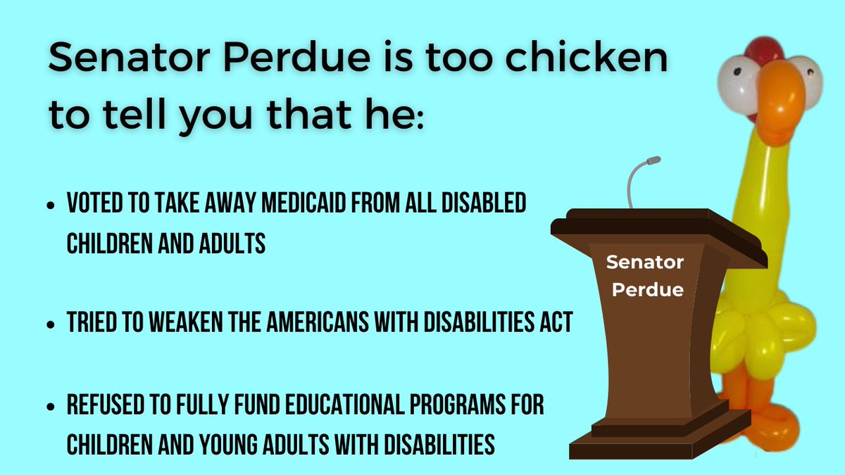 NationalADAPT's tweet image. Since Senator Perdue refused to respond any of the questionnaires sent to him by groups working to advance disability justice - we decided to share information from his record on disability rights. #GaDisabilityVote #CripTheVote
