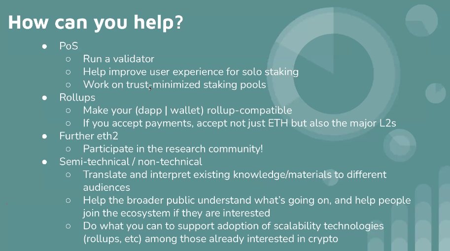 How can you help in this? You can participate in the beacon chain by running a validator or working in staking pools.If you're a dev, consider integrating rollups like  @loopringorg and  @zksync!