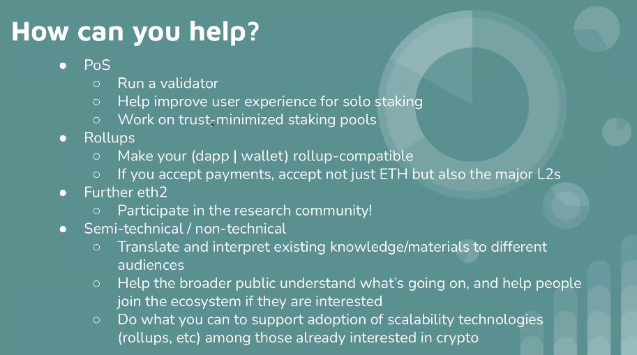 How can you help in this? You can participate in the beacon chain by running a validator or working in staking pools.If you're a dev, consider integrating rollups like  @loopringorg and  @zksync!