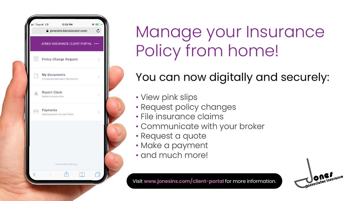 Managing your insurance policy has never been this easy. 📱 Visit ➡ jonesins.com/client-portal/ for more information!

#insurance #app #brokers #ontariobrokers #insurancepolicy #selfservice #clientportal #portal #policy #tbay #thunderbay