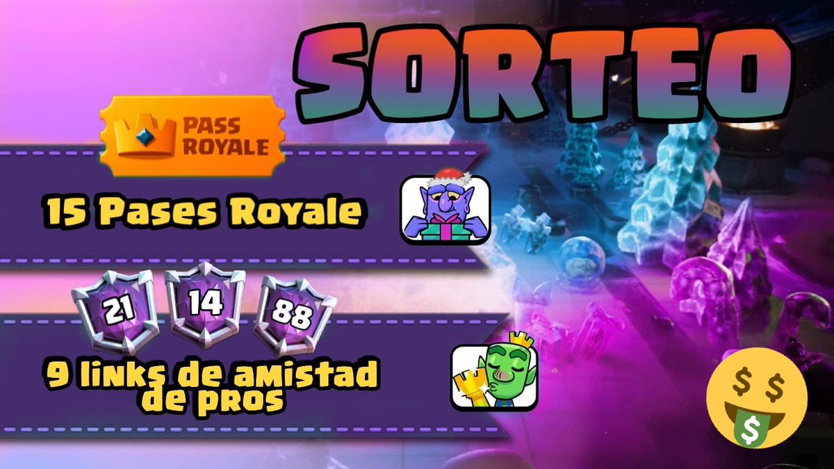 ⚠️😱 SORTEO ESPECIAL!! 😳 🎄 

🔥🎁 15 PASES ROYALE/PAYPAL Y 9 LINKS DE AMISTAD TOP 21 14 88 🏆🤑

🚼 REQUISITOS

👉🏻 SEGUIR A:
@King_CR07 
<a href="/LeoVargas1616/">⭐️Leo;Vargas⭐️</a> 
@WAJorgeLuisCr 
<a href="/Rockstar_YT/">RockstarCR 🐵</a> 

👉🏻 DAR RT MG Y COMENTAR! 🔁❤️✏️

FINALIZA 23 DE DICIEMBRE! 📌 SUERTE☘️

#ClashRoyale #GiveAway