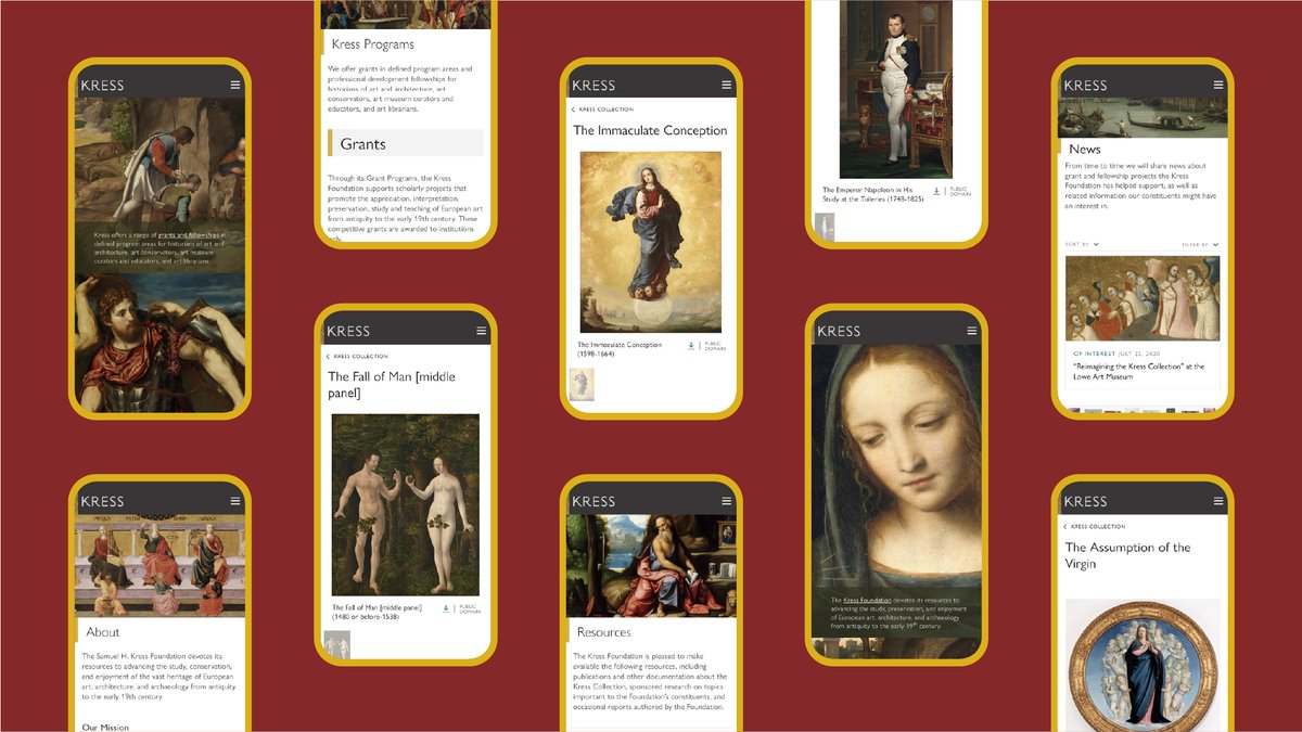 cgpartners's tweet photo. The new digital viewing platform—designed for Kress Foundation—assembles over 3,000 #Europeanartworks from the #KressCollection, digitally all in one place. The Collection cannot be seen together anywhere IRL — nor this close up #ZoomIn #WebDesign https://t.co/X1aBq3ES3P https://t.co/sD0e9lFvUE