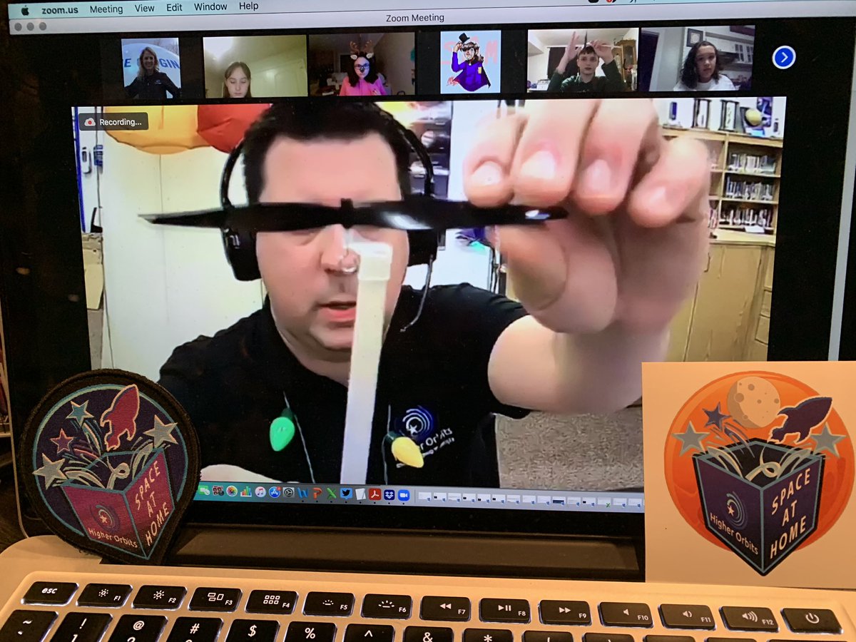 HigherOrbits's tweet photo. Tonight we are channeling our Ingenuity with @STEMJeff &amp; @STEMFalcon as part of the Higher Orbits #SpaceAtHome Moon &amp; Mars kit. We 💙 Jeff’s #FestiveHolidayFun lights! We kicked off the event celebrating #WrightBrothersDay. #SpaceInspires #STEM #STEAM #CelebrateEveryDay https://t.co/TgxMMfm6J5