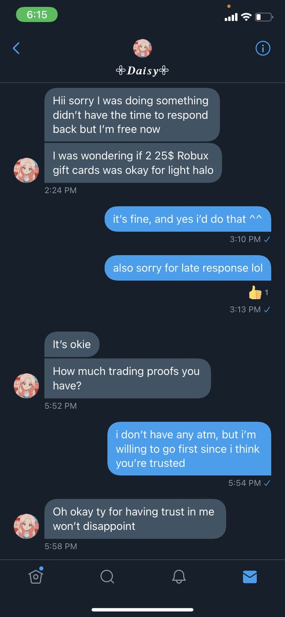 alivia57655952's tweet photo. ok lol just got scammed for my light halo (their @ is daisylovesbunny)
i’m not too worried about it, but yeah, just trying to say that they’re a scammer (rts would be highly appreciated) kw light halo val 2020 2019 winter lucky #royalehigh #rhtrading #royalehightrades #RHhalos https://t.co/JMPKOQRQXU