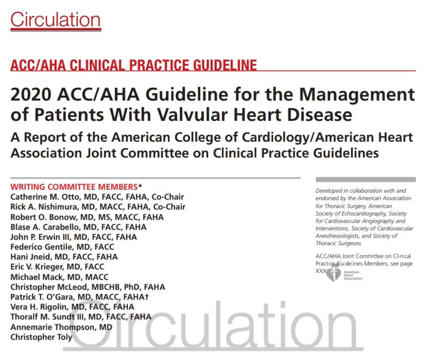 The 2020 ACC / AHA valve guidelines are out imminentlyI'm sure some parts will generate a lot of debate, but a useful tip is to read all the explanatory text & not just review the figures! The justification for certain decisions is often to be found there...
