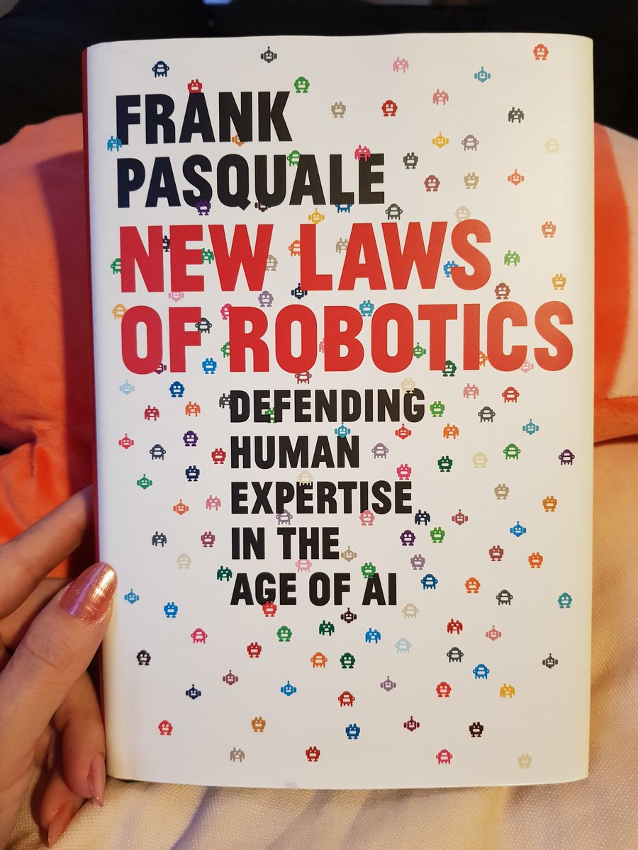 Reading  @FrankPasquale's  #NewLawsOfRobotics felt like a triple pass:1) the usual way of reading2) highlighting text, writing notes (I love it!)3) re-reading what I did in 2)and it couldn't be better.A highly recommend book; a monumental piece. I've learned so much!1/