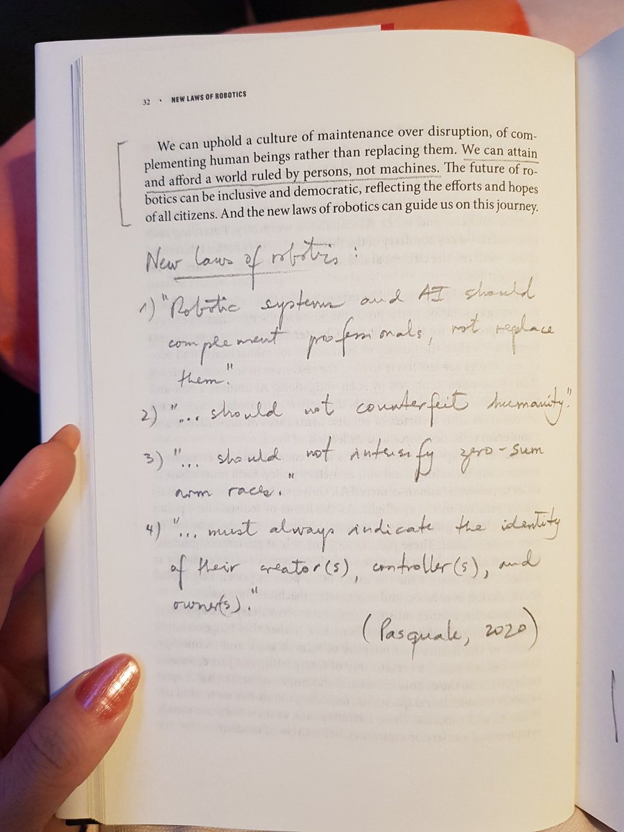 For comparison, here are Asimov's laws of  #robotics and  @FrankPasquale's  #NewLawsOfRobotics  #AI2/