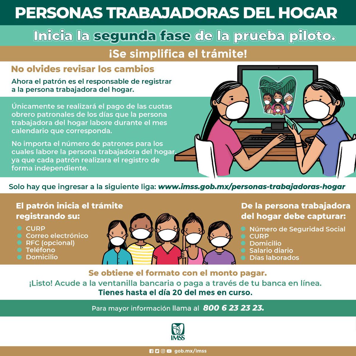 ¡El acceso a la seguridad social para las trabajadoras del hogar es un derecho! 🙋‍♀️ 

✅ Se un empleador(a) responsable e inscribe a la trabajadora de tu hogar dando click aquí 💻 ed.gr/c215d