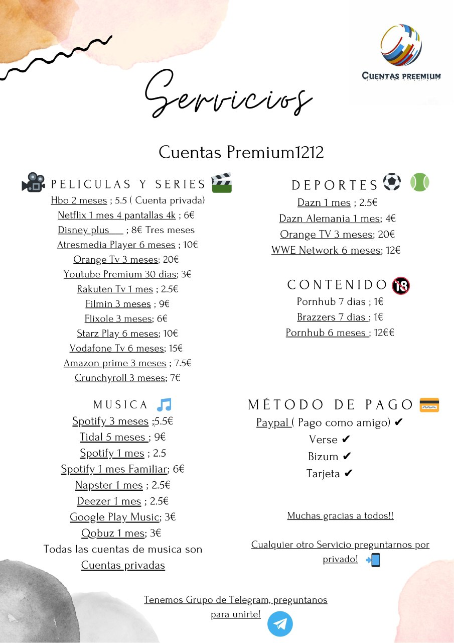 fusión ajuste Difuminar Servicios Premium! (@Cuentasprem1212) / Twitter