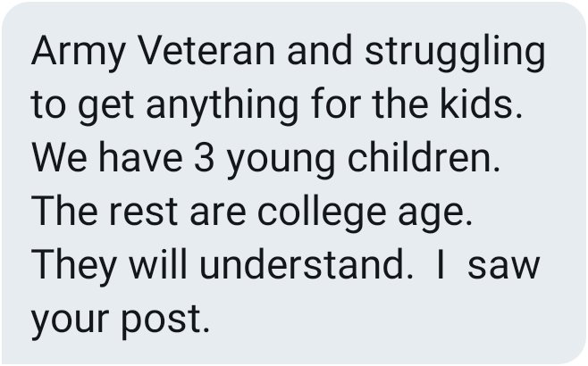 Anon #6 Struggling vet trying to do what they can for the kids 