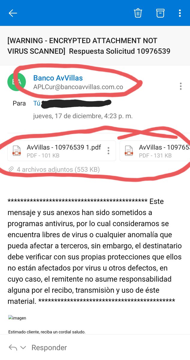 IndocCyber's tweet image. #Informate
Actualmente en Colombia viene llegado correos presuntamente fraudulentos imitando al @Banco_AvVillas, con adjuntos peligrosos.

Recomendación: No abrir o descargar documentos adjuntos

Correo Fraudulento // URL real
#IndocCyber #Tecnologia #technology #Ciberseguridad