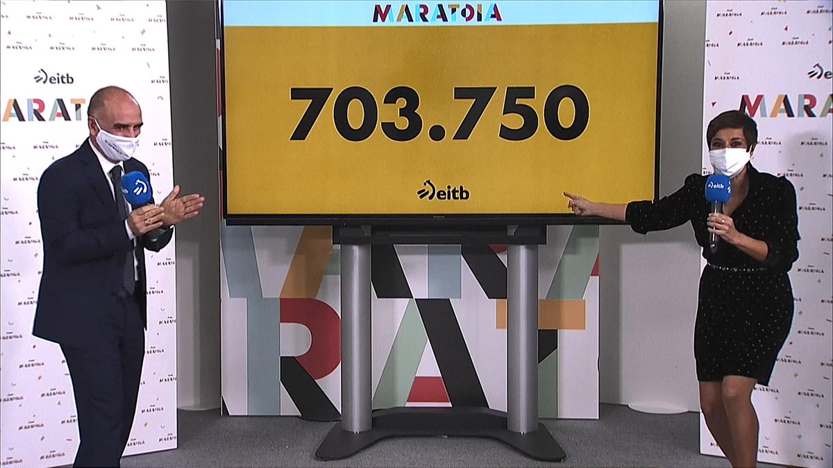 👉 ¡Terminamos la noche con un total de 703 750 euros!

‼️ Recordad que seguimos recibiendo vuestras aportaciones para investigar la #covid19:

📞 902 54 25 25
💻 eitb.eus/es/grupo-eitb/…

¡Muchísimas gracias por sumaros a #EITBMaratoia! 👏👏👏
#coronavirus #bertsokatea
