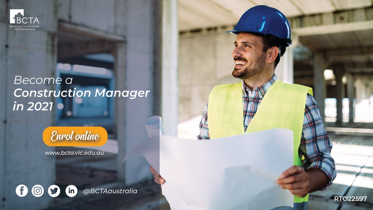 BCTAaustralia's tweet photo. Become a Construction Manager, an Estimator or a  Project Manager in 2021!

✅ Study one day per week
✅ Flexible hours 
✅ Enrollments almost every week

Apply here 👉https://t.co/UnVzxu7jvF

#ForBuilders #ByBuilders #Victoria #Melbourne #ConstructionCourses https://t.co/0tO3JlQfua