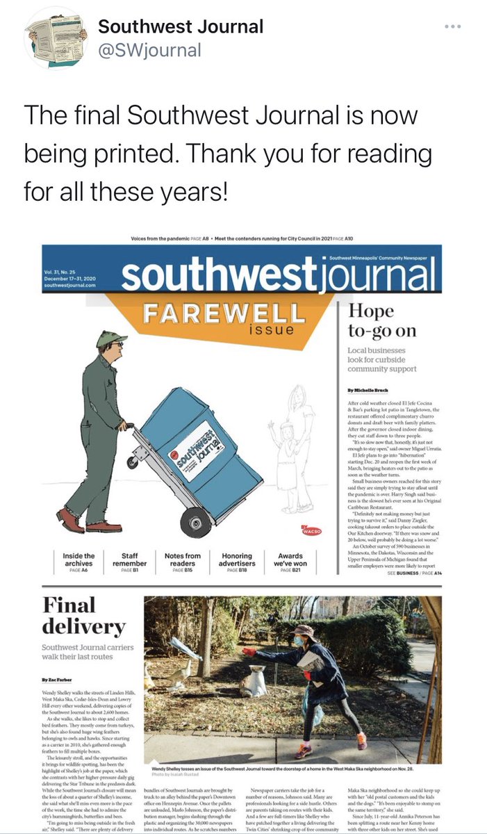 Feeling nostalgic reading that @SWjournal is publishing their final issue. Thx for taking a chance on a wide-eyed kid fresh out of design school giving him his first job designing advertisements. Oh the excitement of seeing my name printed in a real masthead for the first time!