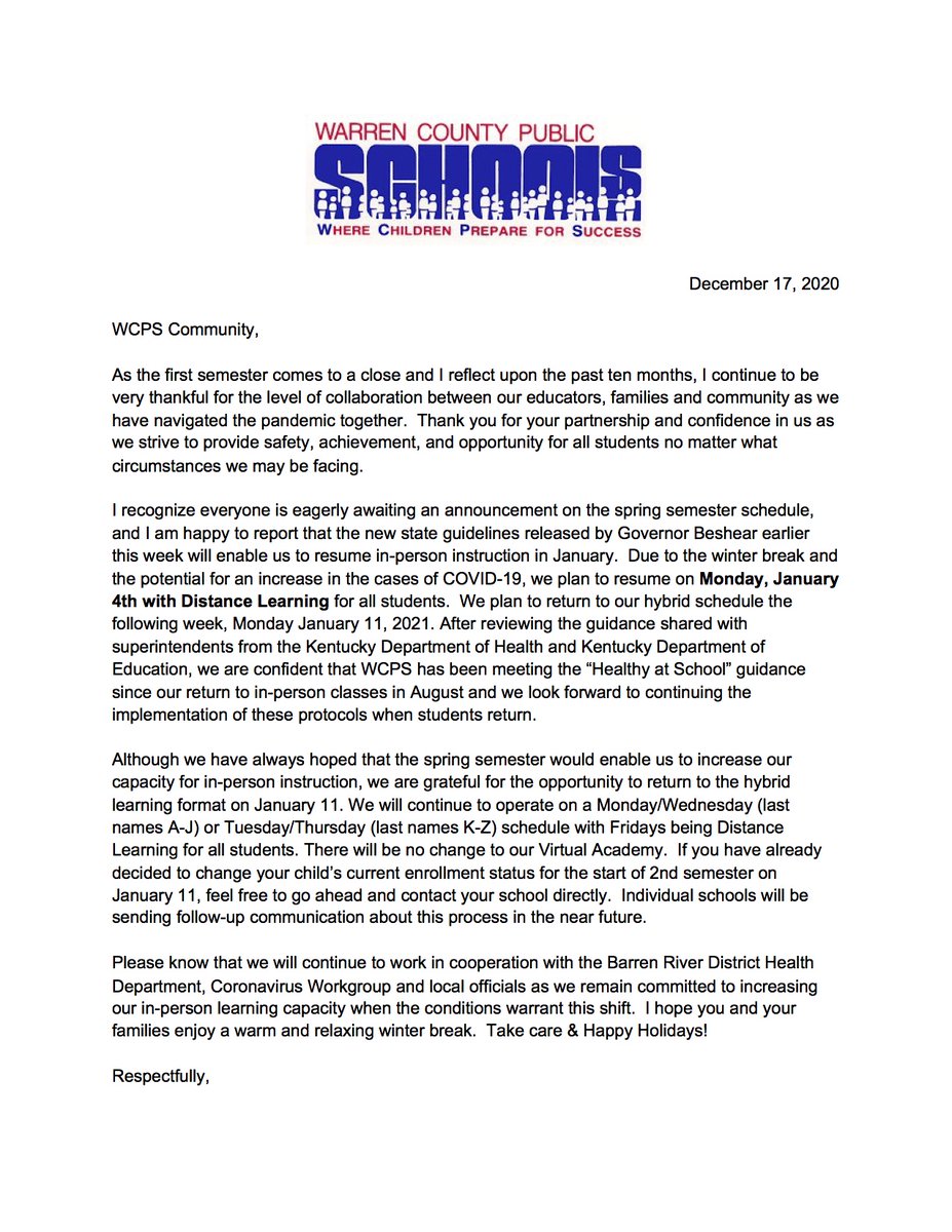 WarrenCoSchools's tweet photo. WCPS announces plans for in-person learning following Winter Break. Details in link: https://t.co/Sn6ycDE6Jc https://t.co/vH9ke0bhBy