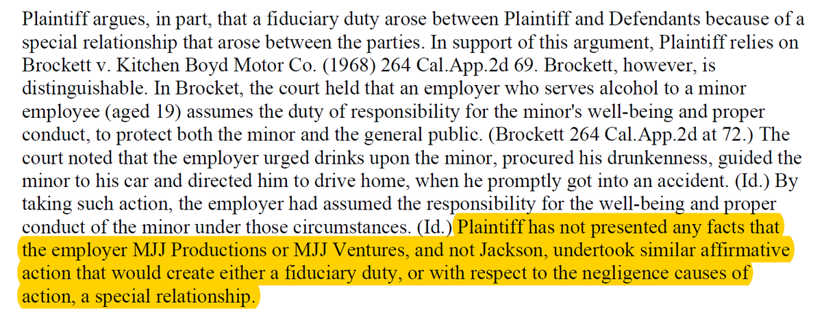 Judge Young's ruling sustaining the demurrer was more impactful then Beckloff's regarding the "special relationship."Young noted that James did not establish a "fiduciary" OR a "special" relationship.He also rejected Finaldi's case example, as being materially very different.