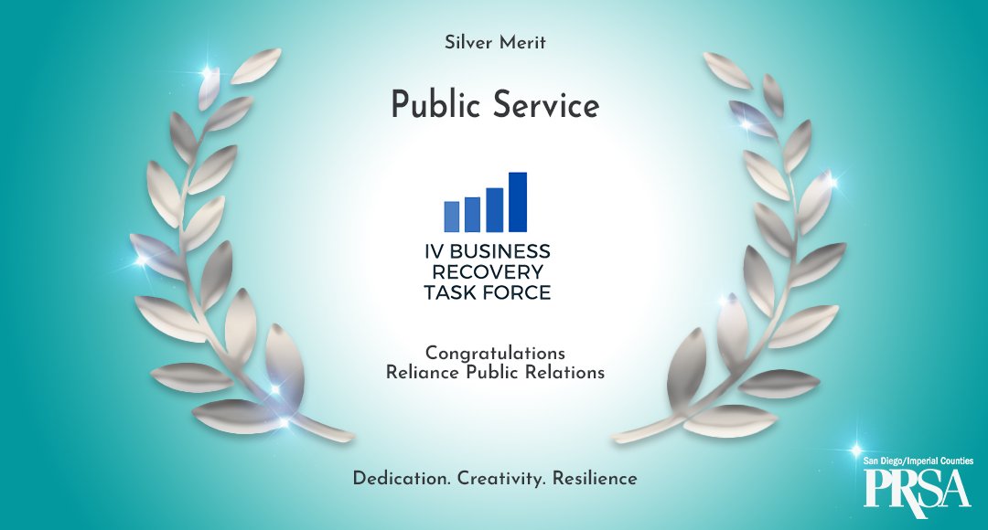 PRSAsandiego's tweet image. Reliance Public Relations takes home a Silver Bernays Merit in the Campaigns: Public Service category for "Advocating for businesses during COVID-19 Closures" #Resilience2020