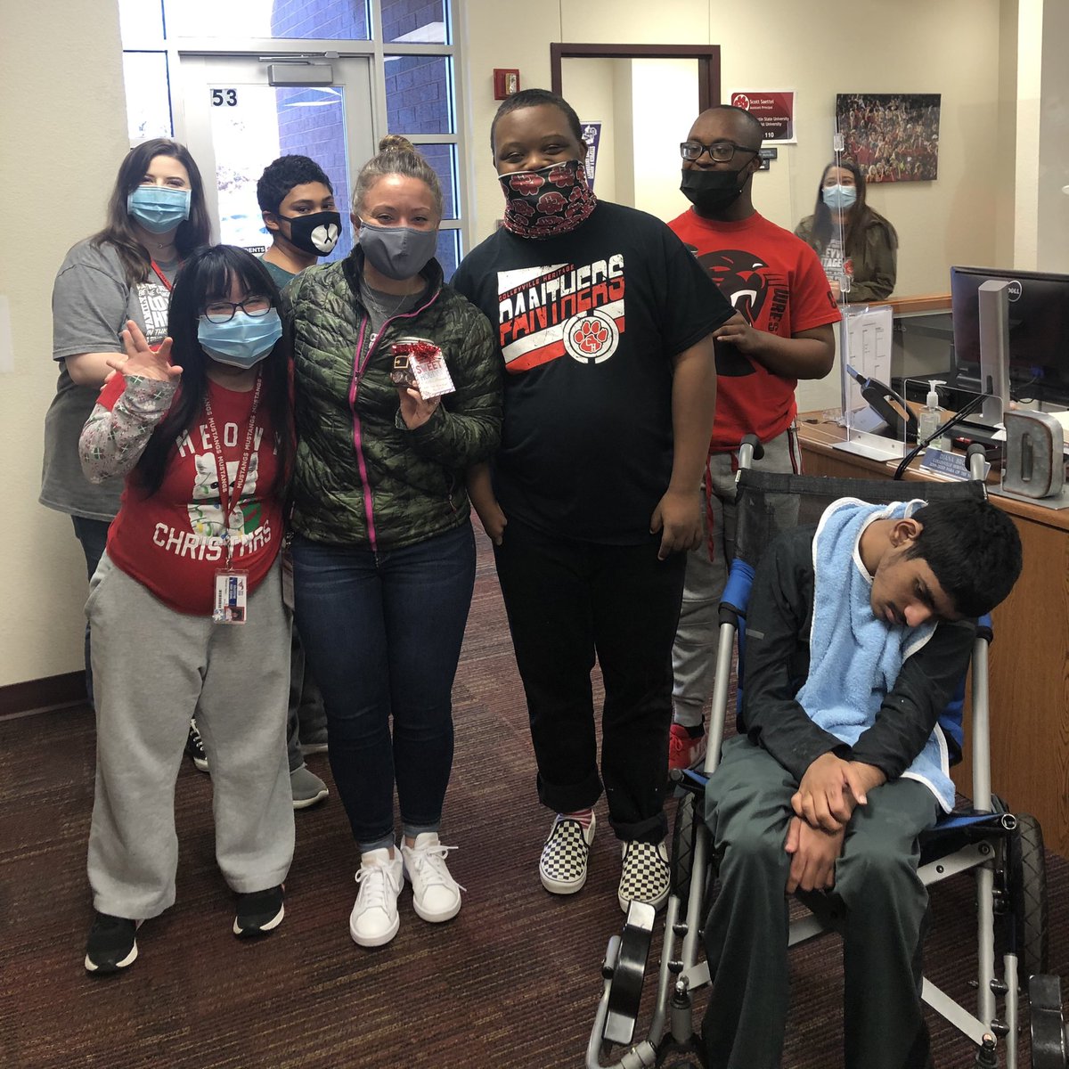 KatieGranado's tweet photo. A visit from the @RiseChhs students was just what I needed to fill my bucket today! What a special group of kiddos. Thank you! You know how to make someone’s day.❤️🤍🖤 @CHPantherPride https://t.co/XfZWmSjMKA