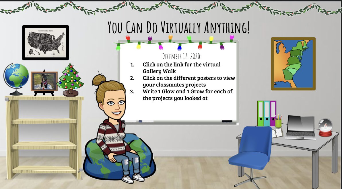 msmcintyre24's tweet photo. Since we couldn’t do our normal project fair, the 7th and 8th graders participated in a virtual gallery walk. They got to view their classmates projects, giving glows and grows along the way! 💻📚⭐️ @SKinnick24 @MsTarantula24 https://t.co/xVpj15689v