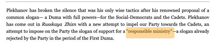 In the historical context, the Tsar made a fake duma that he could dissolve. The Bolsheviks were like "yeah.. no tsar.. that's stupid" but some of the opportunists like Plekhanov were advancing a "triangulated goal" of a responsible Tsar (yes it's stupid).