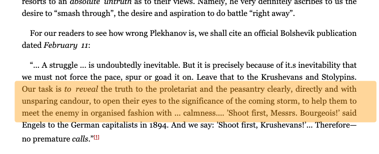 If our analysis has come to the conclusion that working within the system, there is no way to effectuate the egalitarian world that we envision, then the task of the conscious socialist must be to *reveal the truth* to the proletariat.