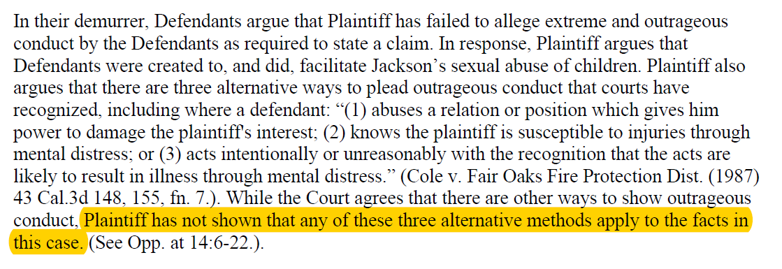 Finaldi originally planned to remove the "Emotional Distress" cause when he took over, just as he removed the CSA & battery causes against these companies.Judge Young ruled that none of the "facts in this case" were applicable. The companies would not be direct perpetrators.