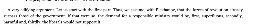 Lenin says that even if it were possible to get a responsible "Duma" with a responsible "Tsar" it's absurd