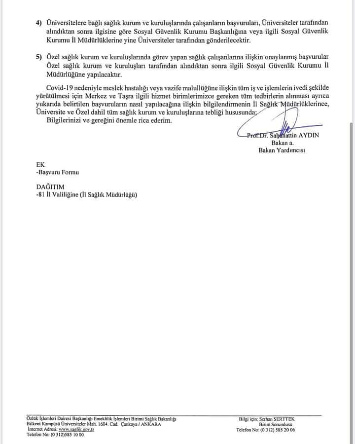 ATACDER1's tweet photo. T.C Sağlık Bakanlığı Yönetim Hizmetleri Genel Müdürlüğü “Vazife Malûllüğü” ile ilgili yazı yayınladı. https://t.co/ibDj21aQml