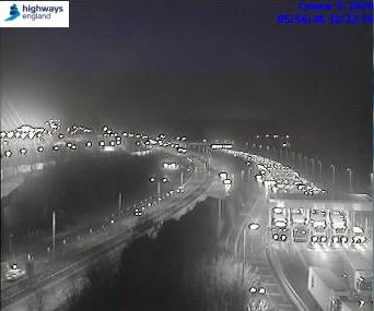 kmfmnews's tweet photo. TRAVEL: ⚠️ The main carriageway of the #M20 is closed coast bound at J13 for #Folkestone and the slip roads are shut at J11 for #Hythe as lorries queue for the Eurotunnel. #Dover TAP is also in force on the #A20 #kmfmtravel https://t.co/Rm8yhMvczi https://t.co/4LVIcXVdMT
