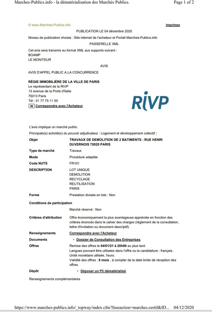 Le projet de renouvellement urbain du quartier Python-Duvernois avance
Le chantier de démolition des barres E et F (124 logements situés le long du périphérique) a été engagé par la <a href="/_RIVP_/">RIVP</a> 
Début des travaux : à partir de mars 2021
Avec priorité au réemploi