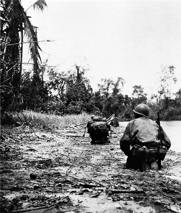 8/12After hours of close combat, using Thompson guns and grenades, the small group crawled over bodies and wreckage to the beach and dug into the sand.On the beach they claimed to have killed 40 Japanese and wounded a dozen more.Bottcher's men were isolated.