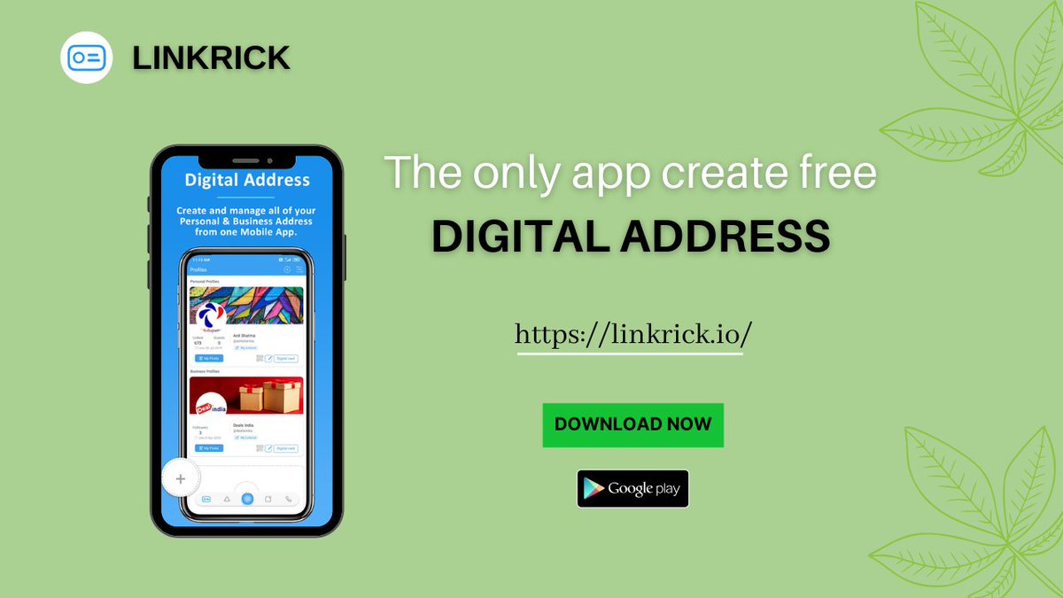 linkrickapp's tweet photo. In a few steps, you can simply create your digital address on the LinkRick app without any cost. Download the app:-https://t.co/EJ63M7OjJ8 
#MakeInIndia #SocialMedia #AatmaNirbharBharat https://t.co/YMK7LxMKkI