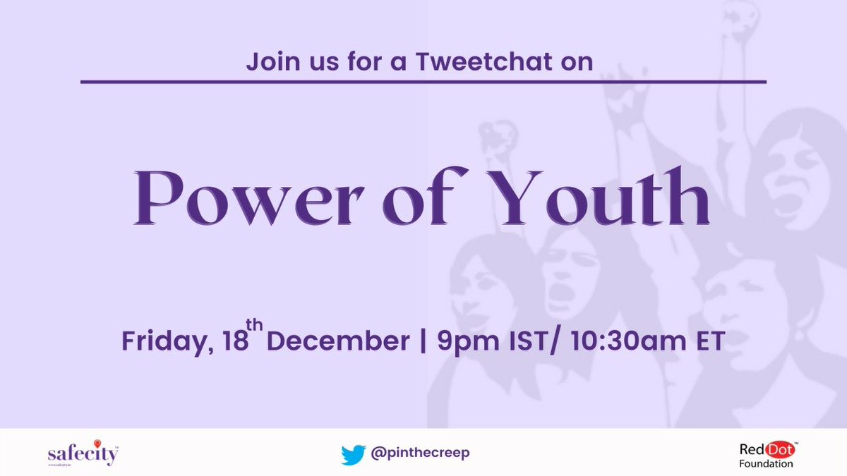 TheSafecityApp's tweet photo. Our next tweetchat is on "Power of Youth" curated by Aniket Gupta! @TheAniketGupta2 Do join us at 9pm IST on 18th December and share our thoughts on the importance of participation of youth in making the world more sustainable and a better place. 
#PowerOfYouth https://t.co/tRvkZ2mrxP