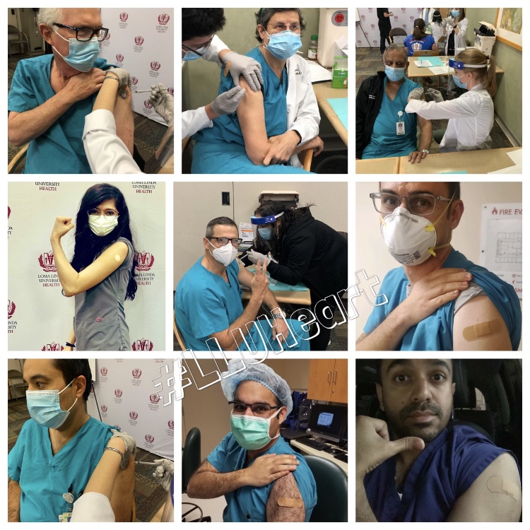 LLUHphysicians (@lluhphysicians) on Twitter photo So proud of the #LLUHeart #LLUHphysicians team getting vaccinated on day 1 of <a href="/LLUHealth/">Loma Linda U. Health</a>'s #COVID19 vaccine rollout. Stronger together. Proud of all our #FrontLineHeroes. So proud of the #LLUHeart #LLUHphysicians team getting vaccinated on day 1 of <a href="/LLUHealth/">Loma Linda U. Health</a>'s #COVID19 vaccine rollout. Stronger together. Proud of all our #FrontLineHeroes.