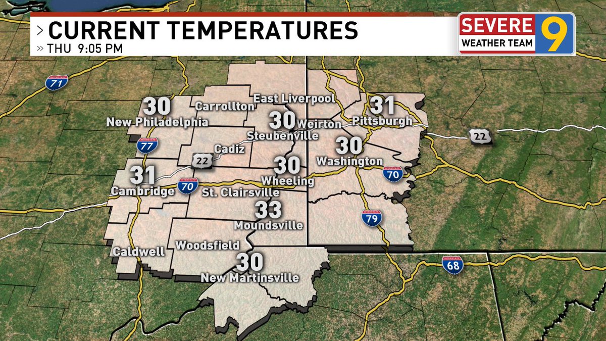 KevinWTOV9's tweet photo. Here's your evening temperatures.  Catch the updated forecast later this evening on NEWS9.  https://t.co/jLXo4wkhxD https://t.co/Bf2WciGb5A