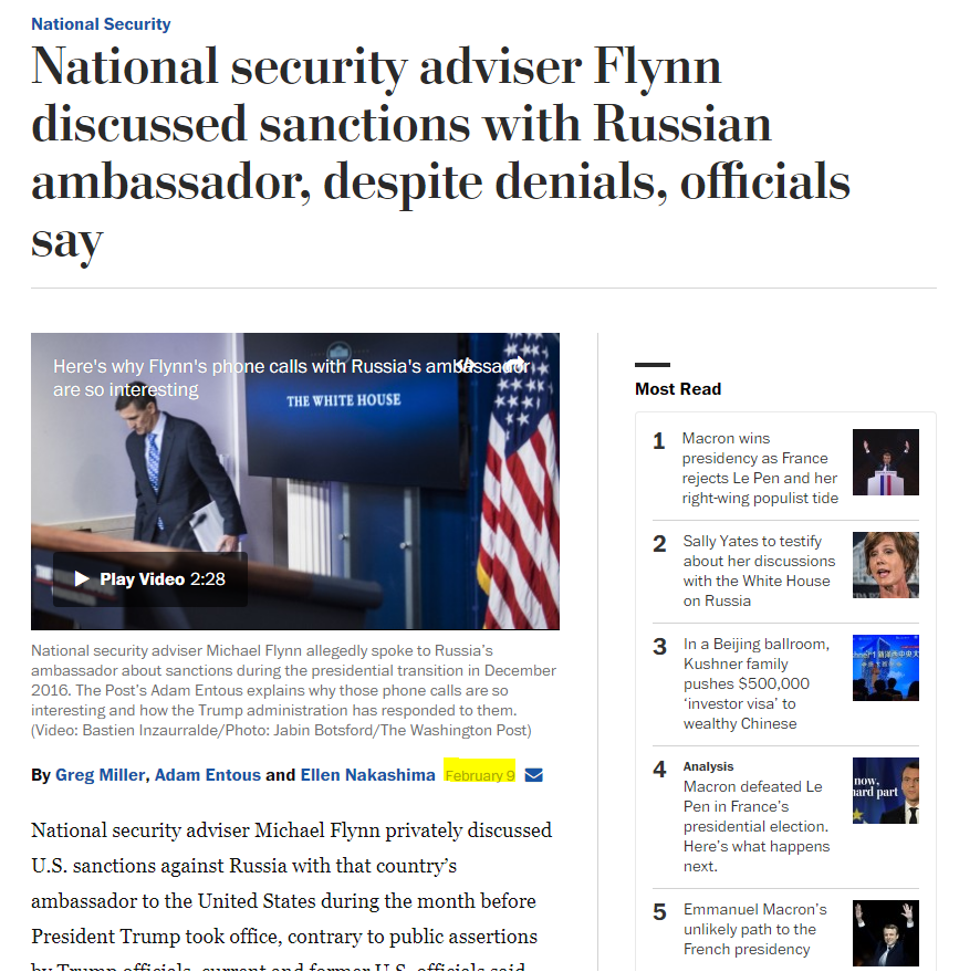 37/ on Feb 9, there are important new Strzok texts about Washington Post. But first, readers should recall that killshot on Flynn was Feb 9 WaPo article  http://archive.is/5hOg7  stating that, based on multiple leaks, Flynn had talked about SANCTIONS.
