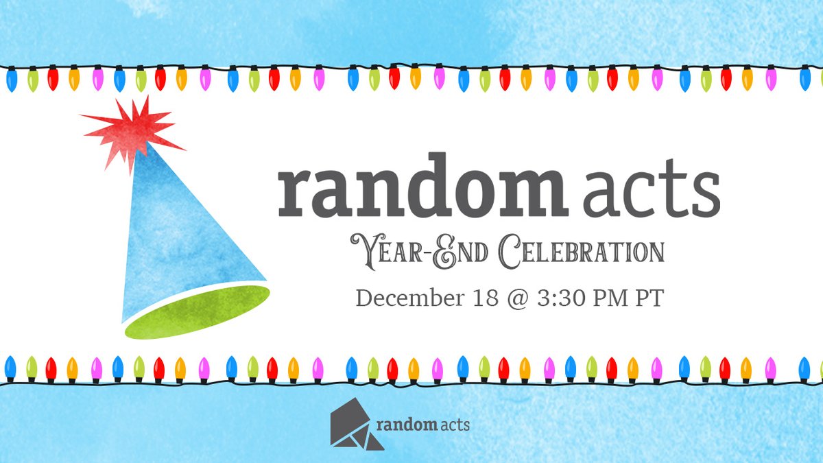 RandomActsOrg's tweet photo. 2020 has been a trainwreck, but @RandomActsOrg supporters rose to the challenge β so @mishacollins is hosting a little party to celebrate you all. Join us LIVE on our YouTube tomorrow, Dec. 18 at 3:30 PM PT! Bring craft supplies & your favorite beverage. See you there. https://t.co/1pf4rCPVcH